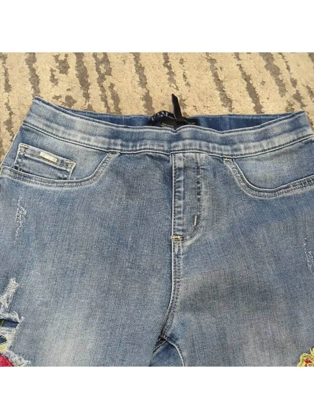 French Dressing Jeans with floral embroidery